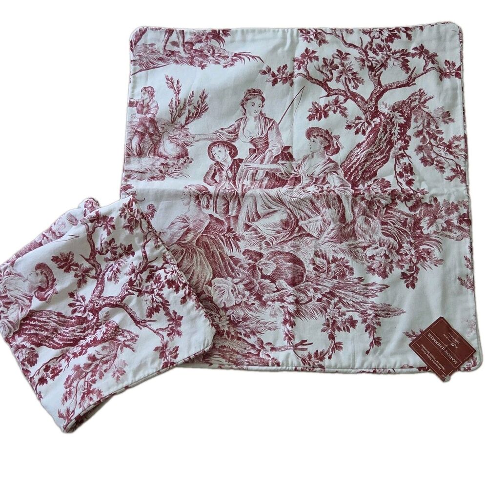Maison d' Hermine Set 2 The Miller Red Toile 20" x 20" Decorative Pillow Covers